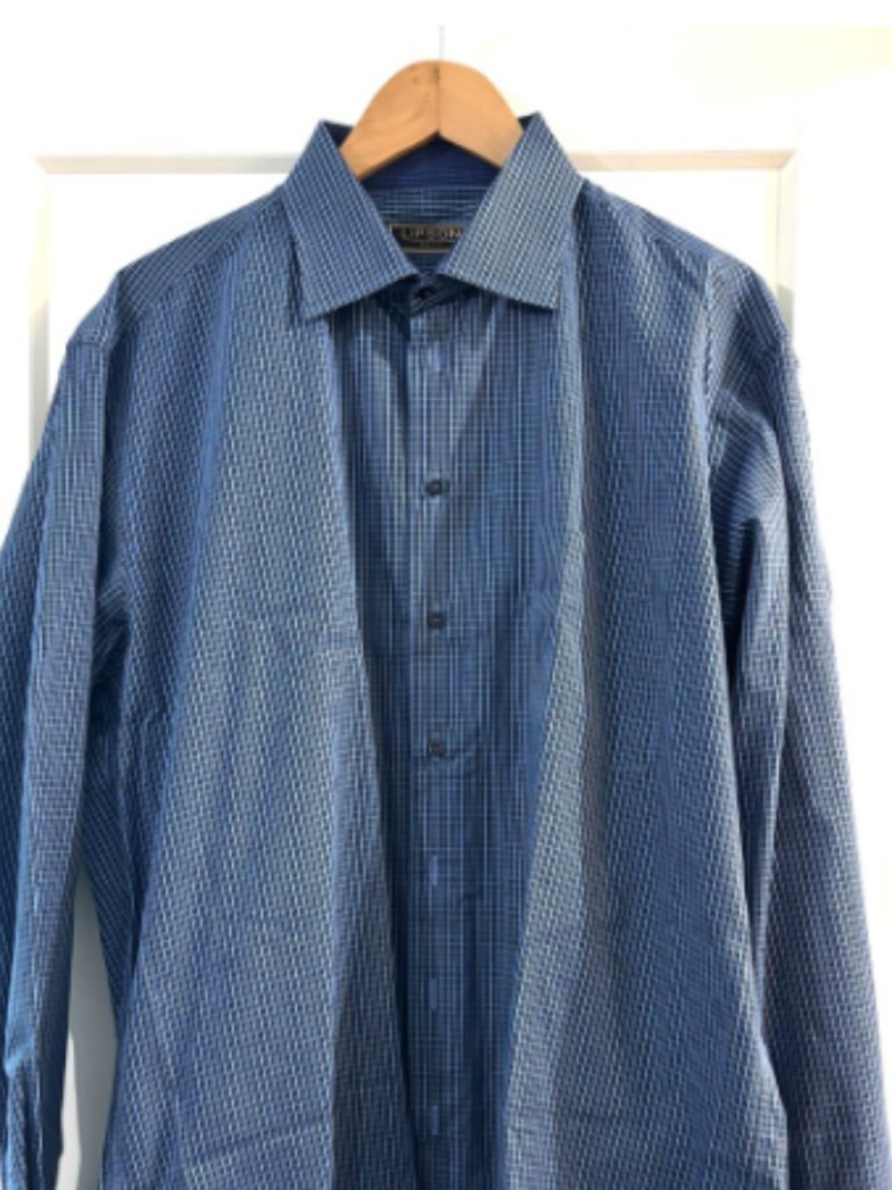 Men's Blue Checkered Dress Shirt